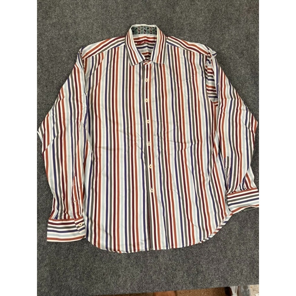 ROBERT GRAHAM Multicolor Striped Long Sleeve Button up Shirt Cotton Size 2XL